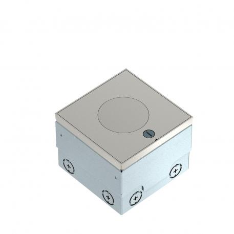 Boîte de sol UDHOME2 avec tube et support d'appareillage équipé d'une prise à contact de protection double, VDE, acier inox